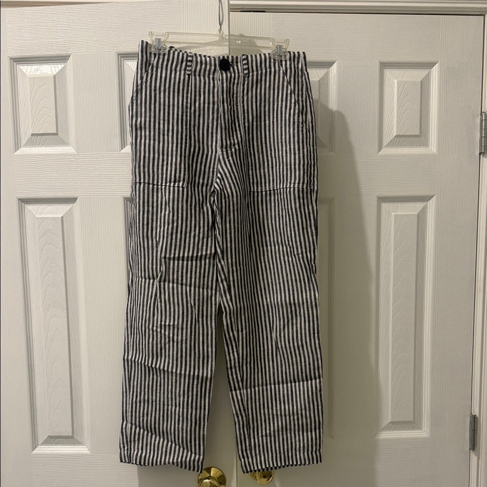 Striped Black and White Casual Pants
